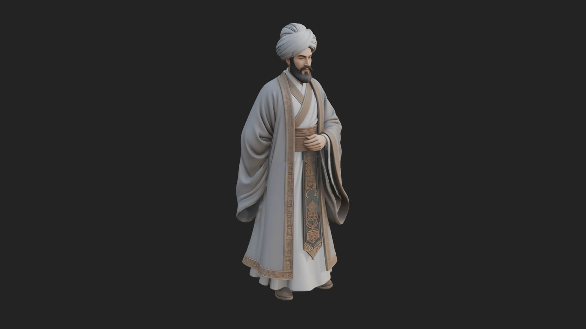 Turbaned Sultan Statue Design 4 3D Print Model 3D Model