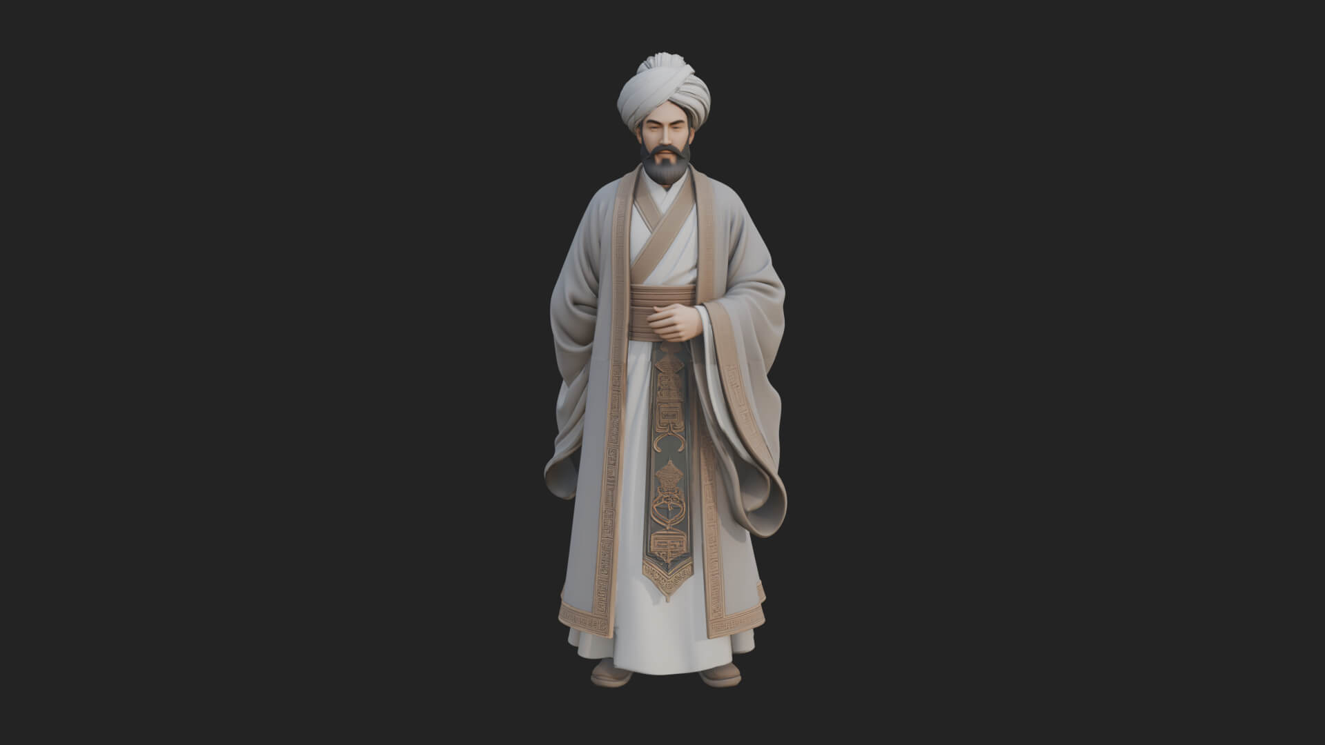 Turbaned Sultan Statue Design 4 3D Print Model 3D Model