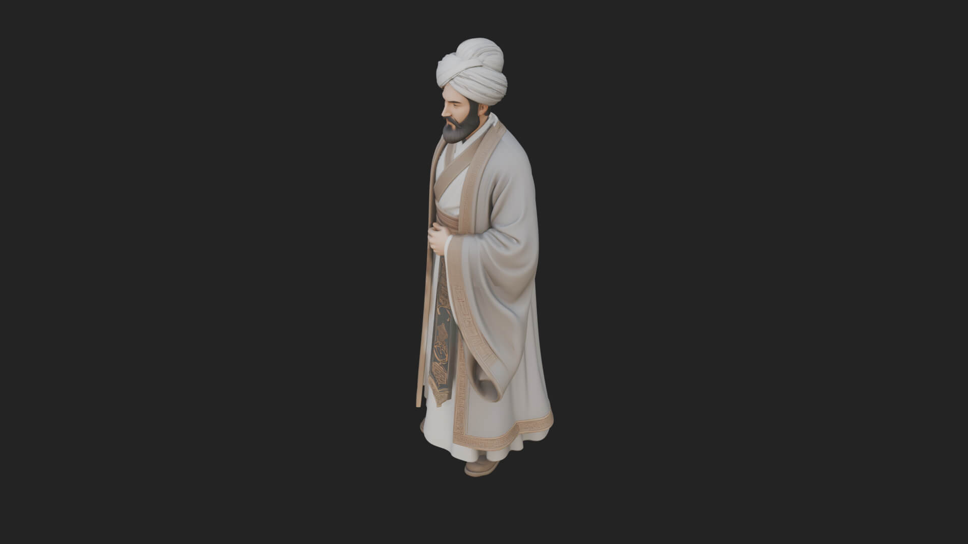 Turbaned Sultan Statue Design 4 3D Print Model 3D Model