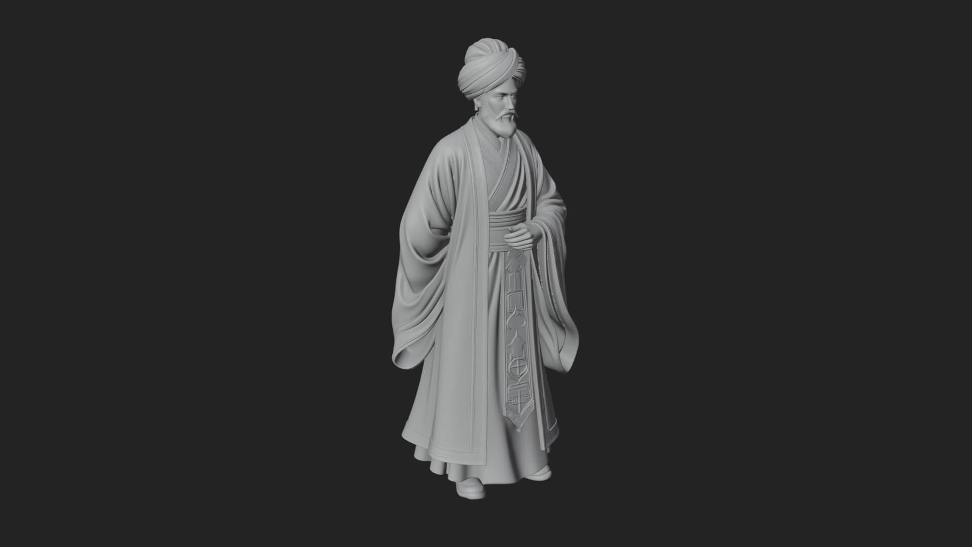 Turbaned Sultan Statue Design 4 3D Print Model 3D Model