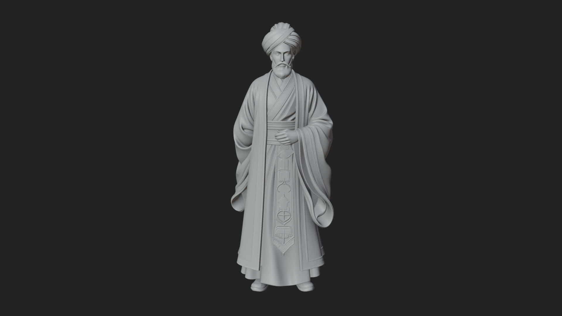 Turbaned Sultan Statue Design 4 3D Print Model 3D Model