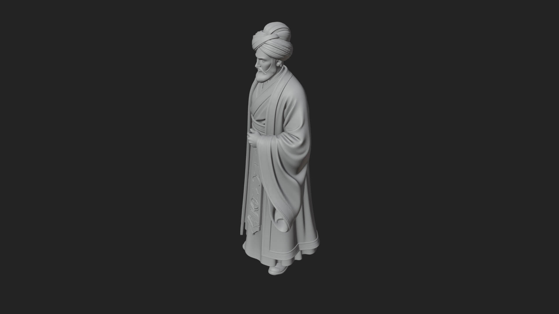 Turbaned Sultan Statue Design 4 3D Print Model 3D Model