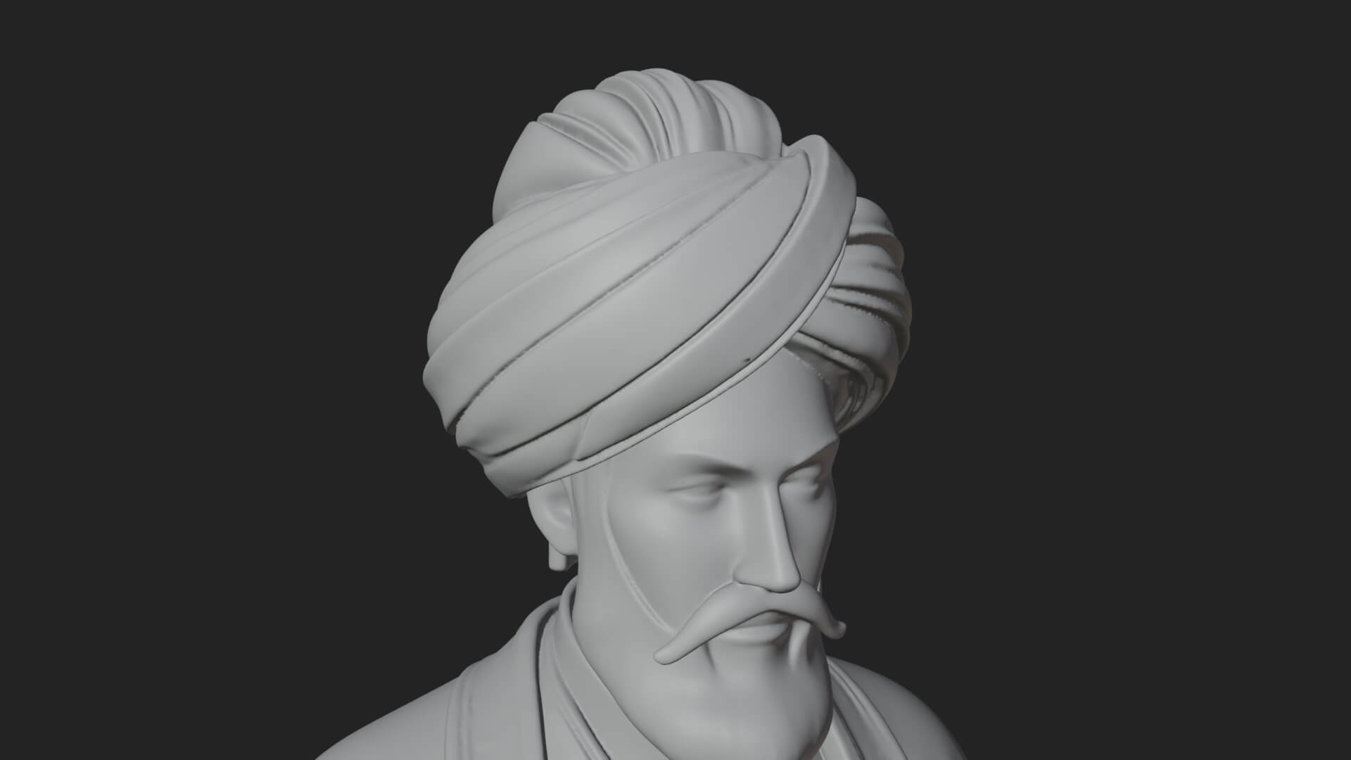 Turbaned Sultan Statue Design 4 3D Print Model 3D Model