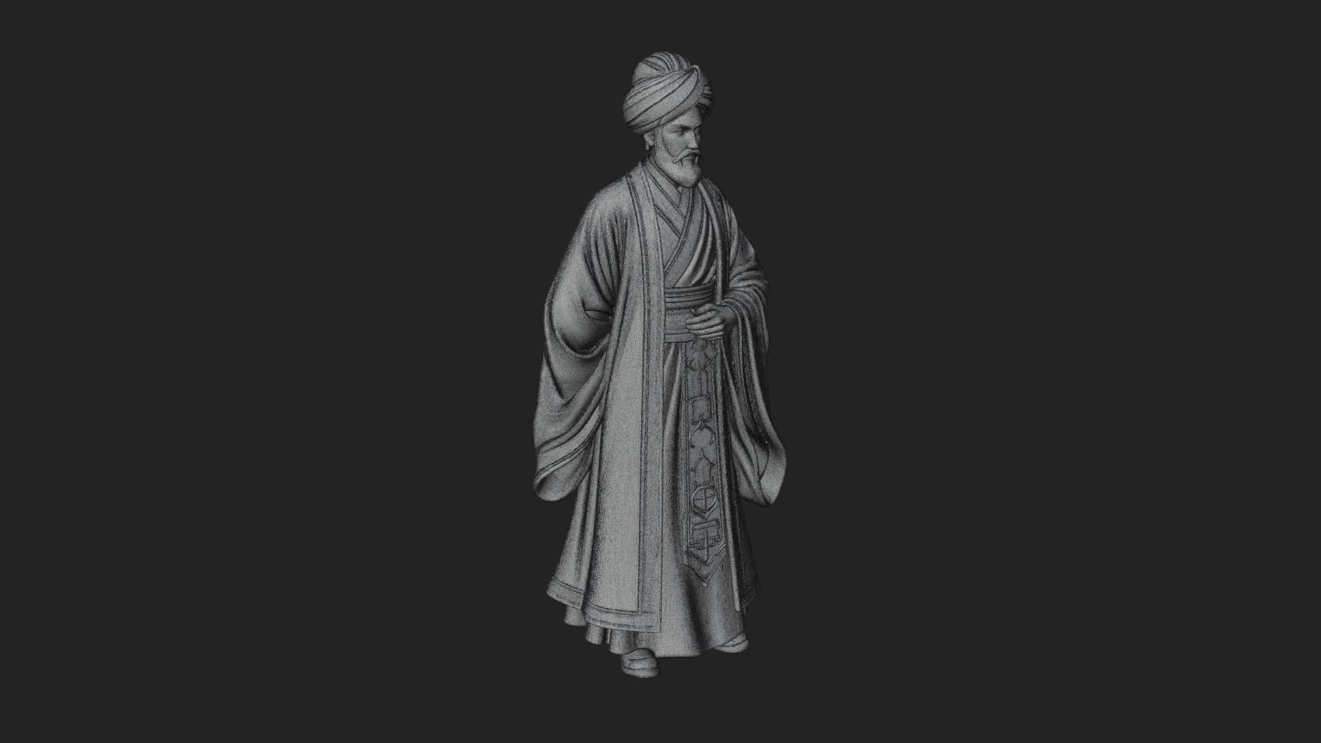 Turbaned Sultan Statue Design 4 3D Print Model 3D Model