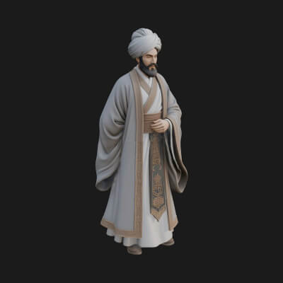 Turbaned Sultan Statue Design 4 3D Print Model
