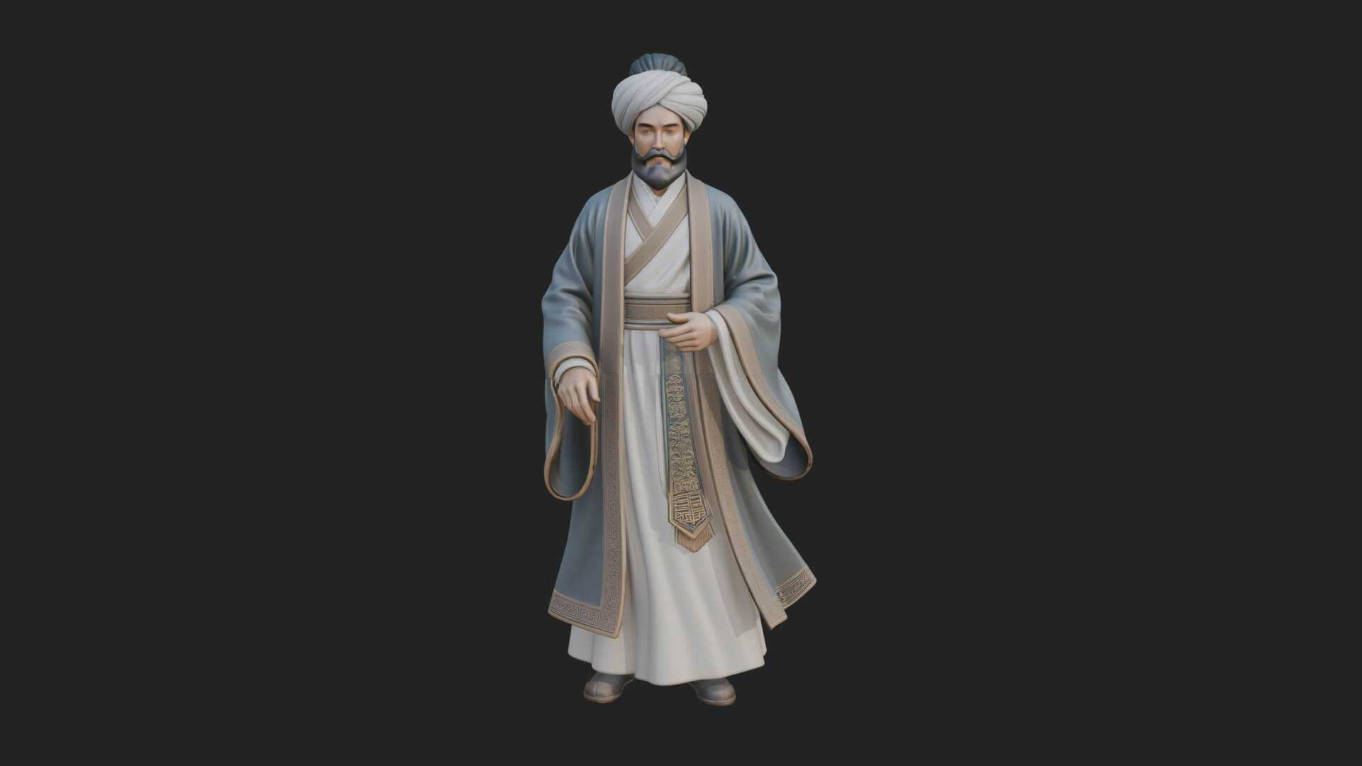 Turbaned Sultan Statue Design 5 3D Print Model 3D Model