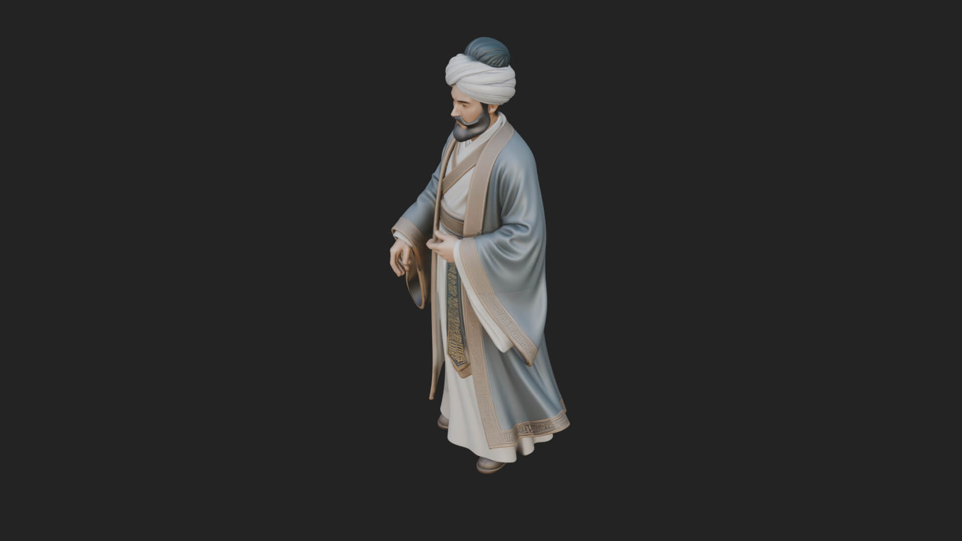 Turbaned Sultan Statue Design 5 3D Print Model 3D Model