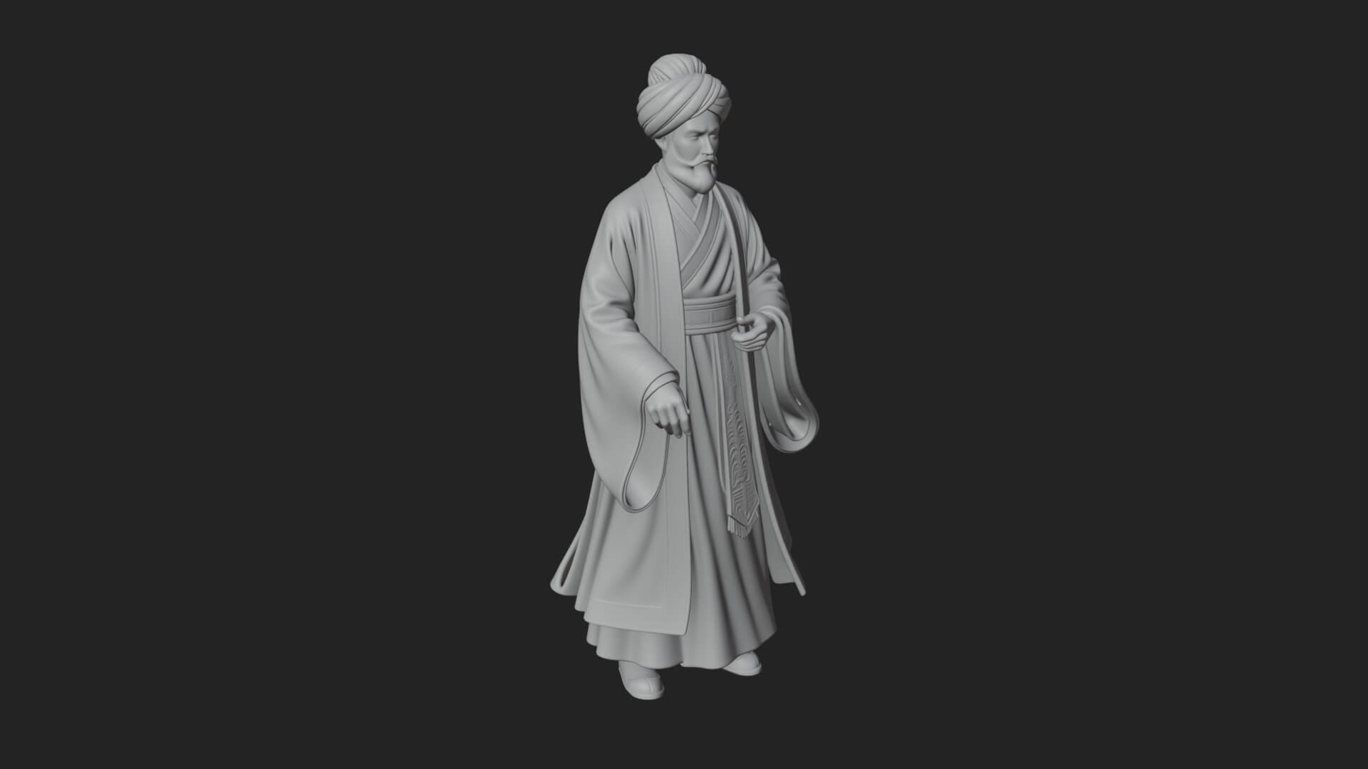Turbaned Sultan Statue Design 5 3D Print Model 3D Model