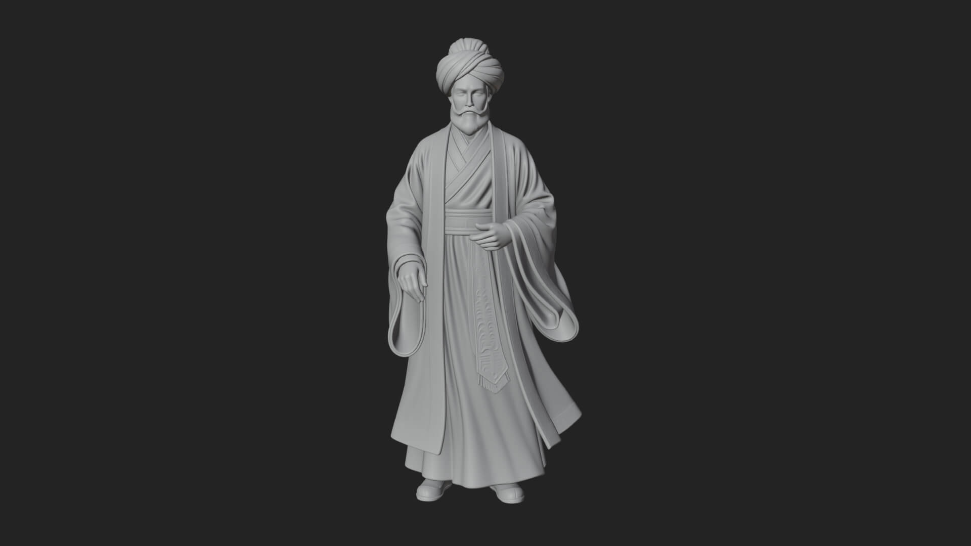 Turbaned Sultan Statue Design 5 3D Print Model 3D Model