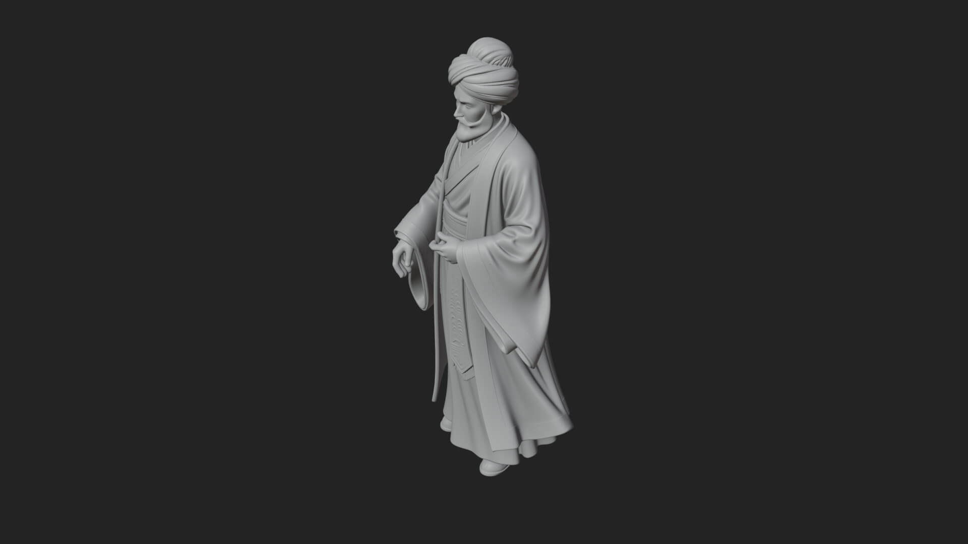 Turbaned Sultan Statue Design 5 3D Print Model 3D Model