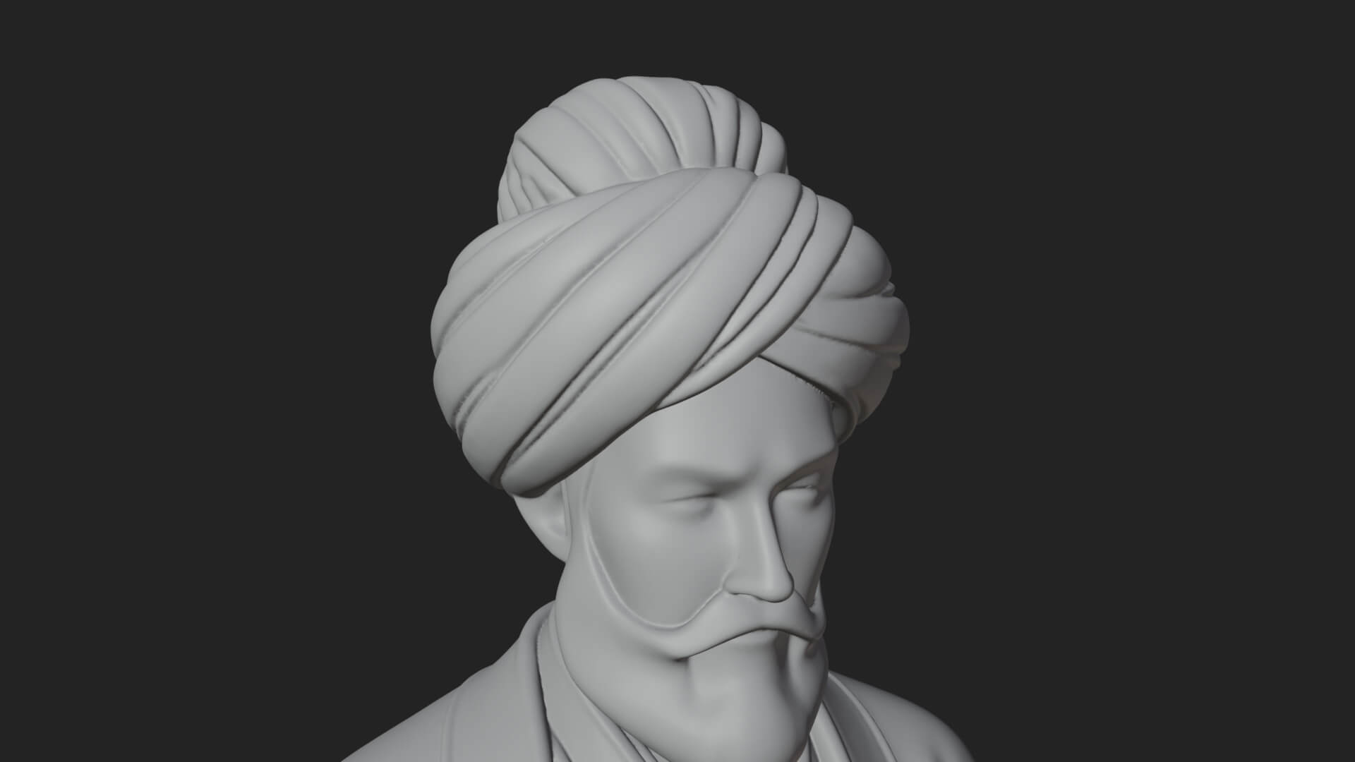 Turbaned Sultan Statue Design 5 3D Print Model 3D Model