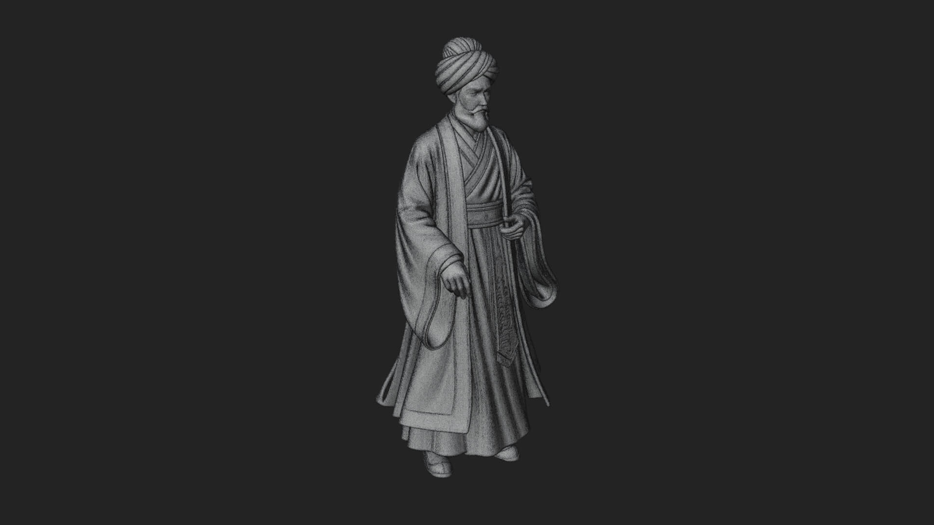 Turbaned Sultan Statue Design 5 3D Print Model 3D Model