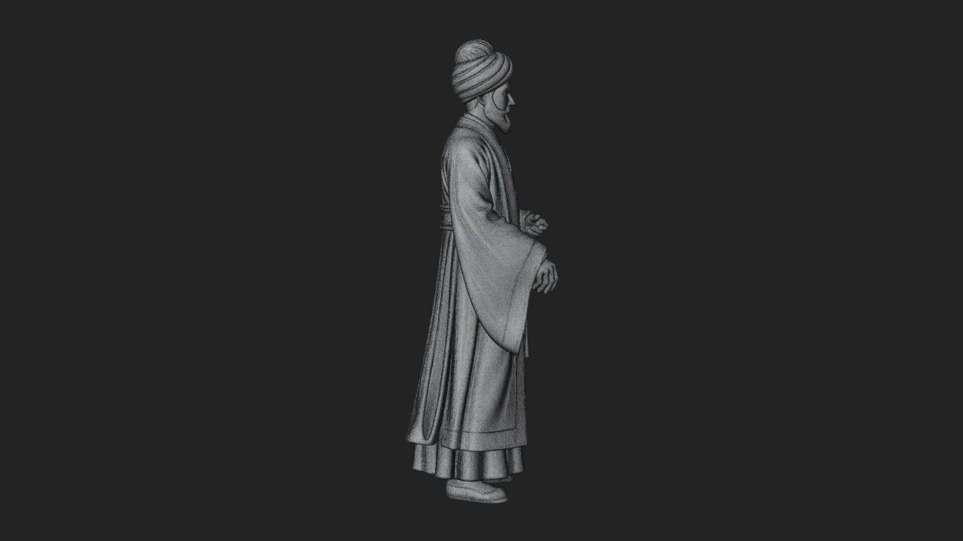 Turbaned Sultan Statue Design 5 3D Print Model 3D Model