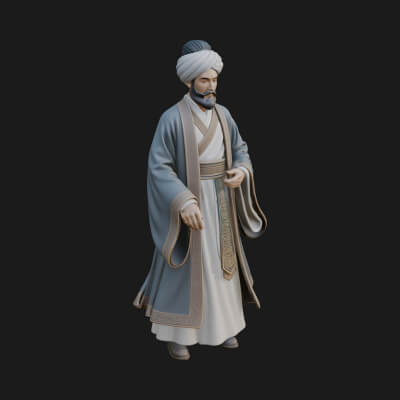 Turbaned Sultan Statue Design 5 3D Print Model