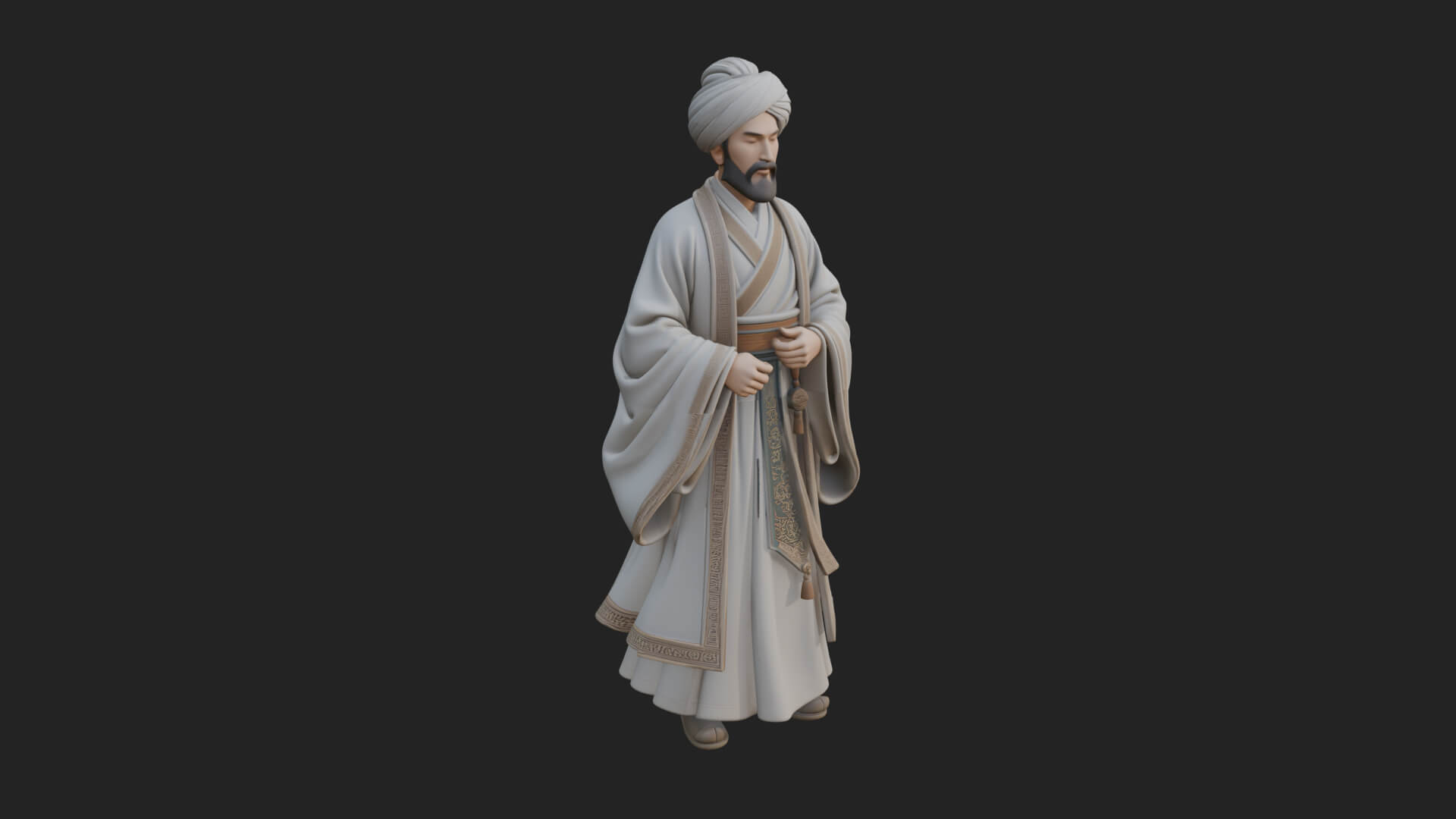 Turbaned Sultan Statue Design 6 3D Print Model 3D Model