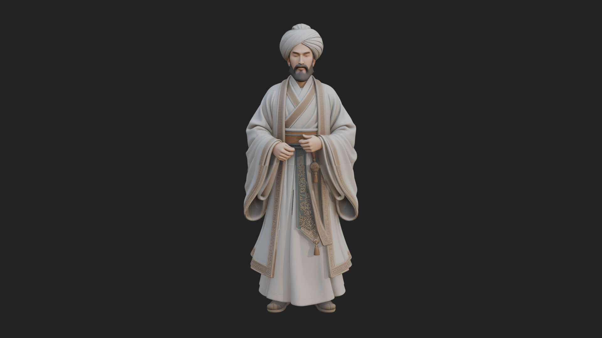 Turbaned Sultan Statue Design 6 3D Print Model 3D Model