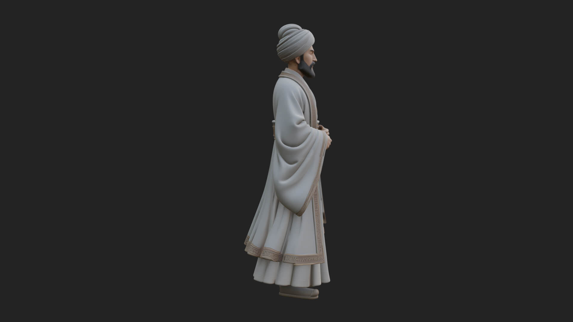 Turbaned Sultan Statue Design 6 3D Print Model 3D Model
