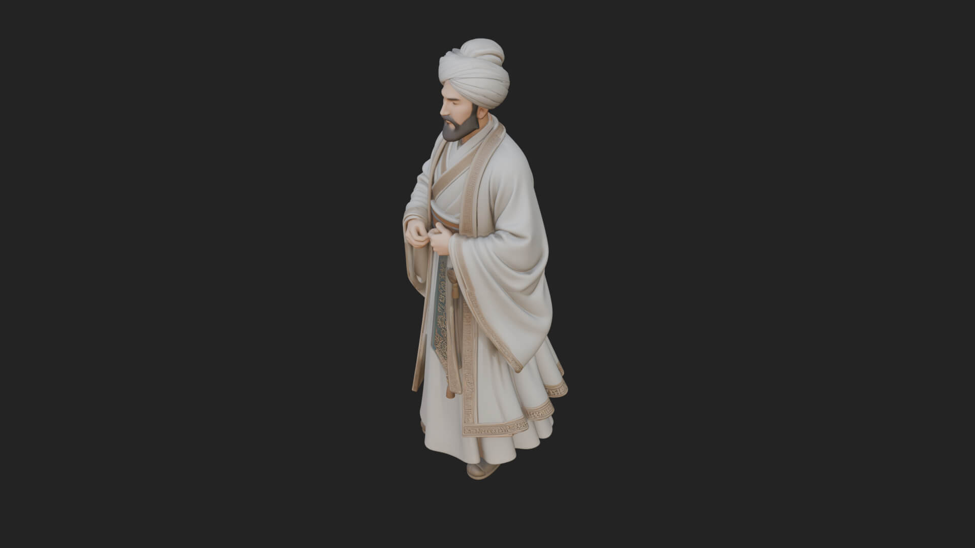 Turbaned Sultan Statue Design 6 3D Print Model 3D Model