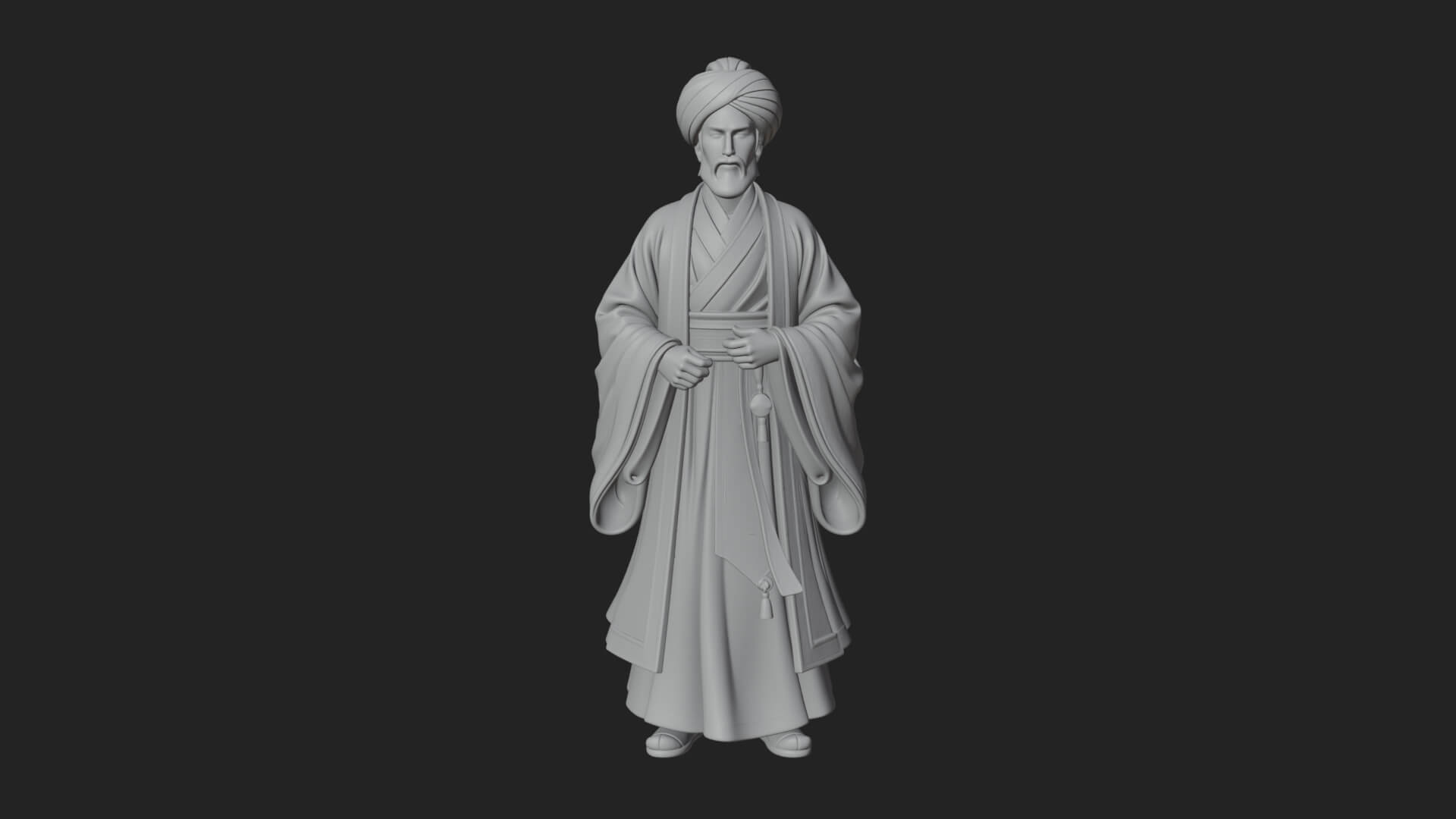 Turbaned Sultan Statue Design 6 3D Print Model 3D Model
