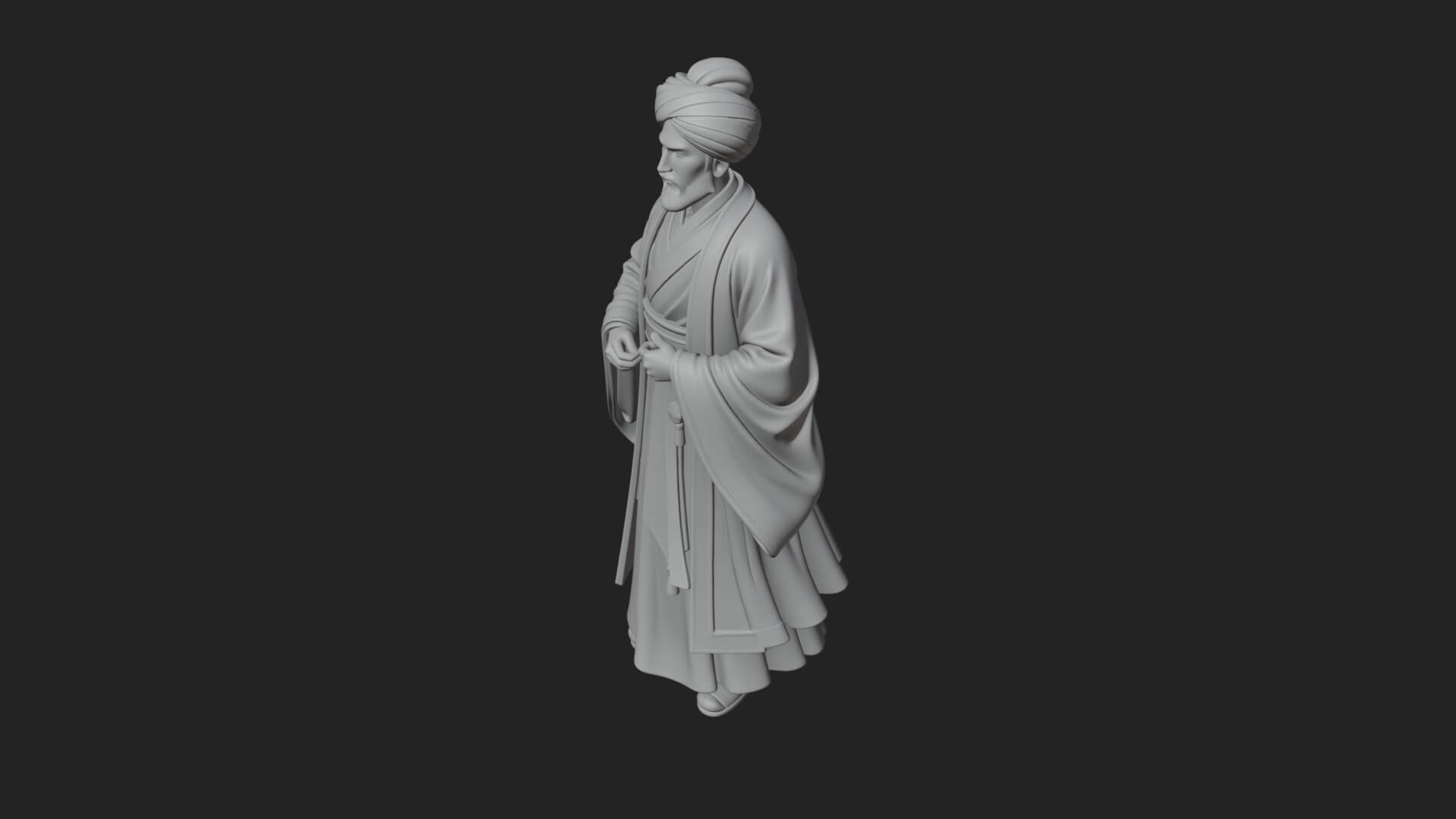 Turbaned Sultan Statue Design 6 3D Print Model 3D Model