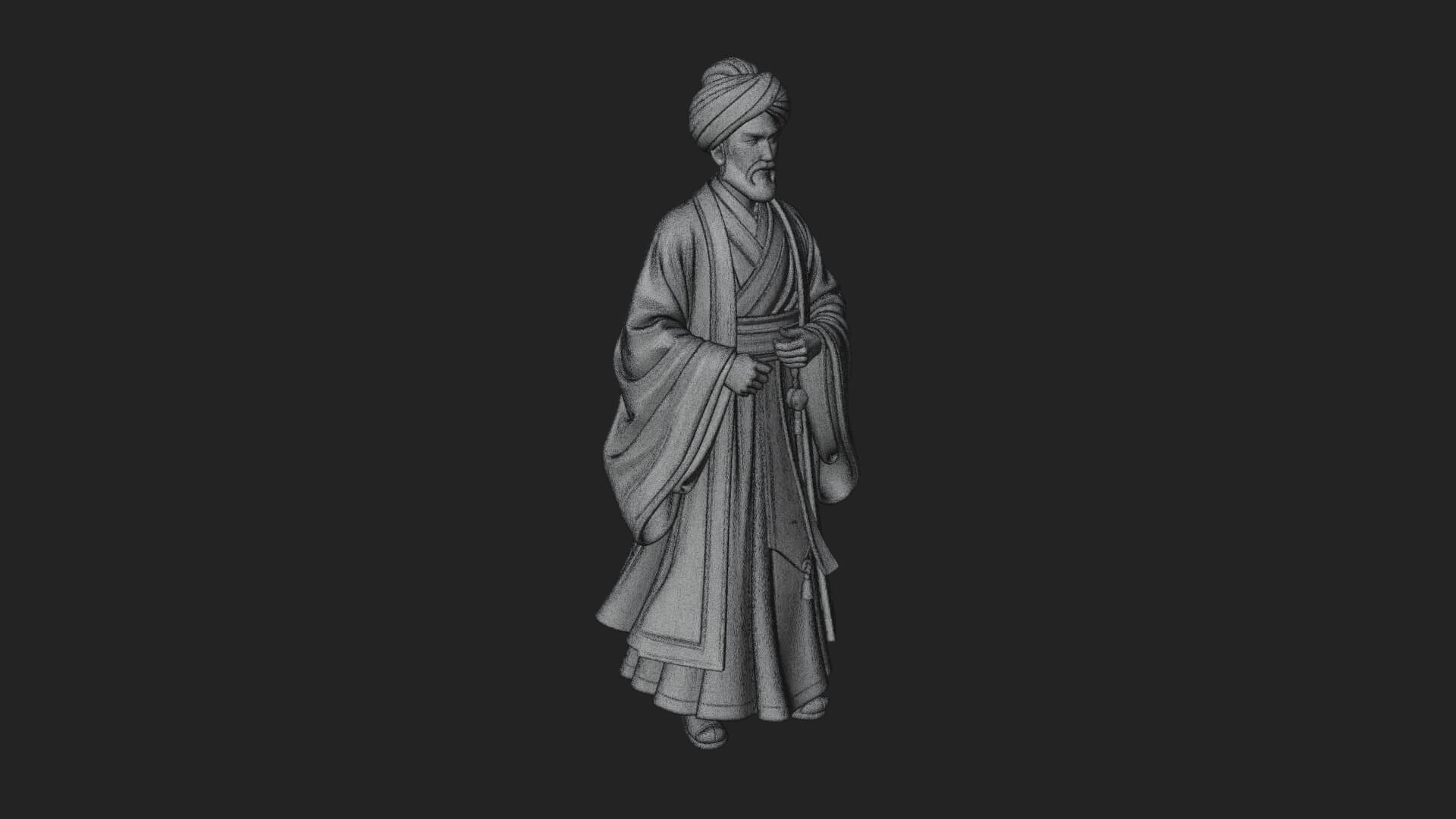 Turbaned Sultan Statue Design 6 3D Print Model 3D Model