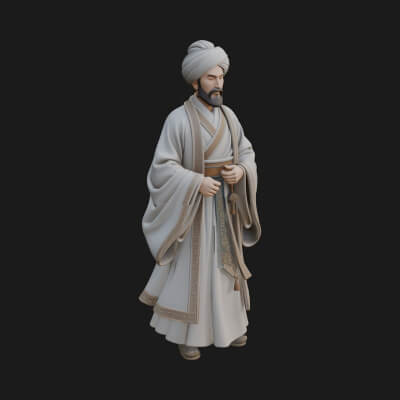 Turbaned Sultan Statue Design 6 3D Print Model