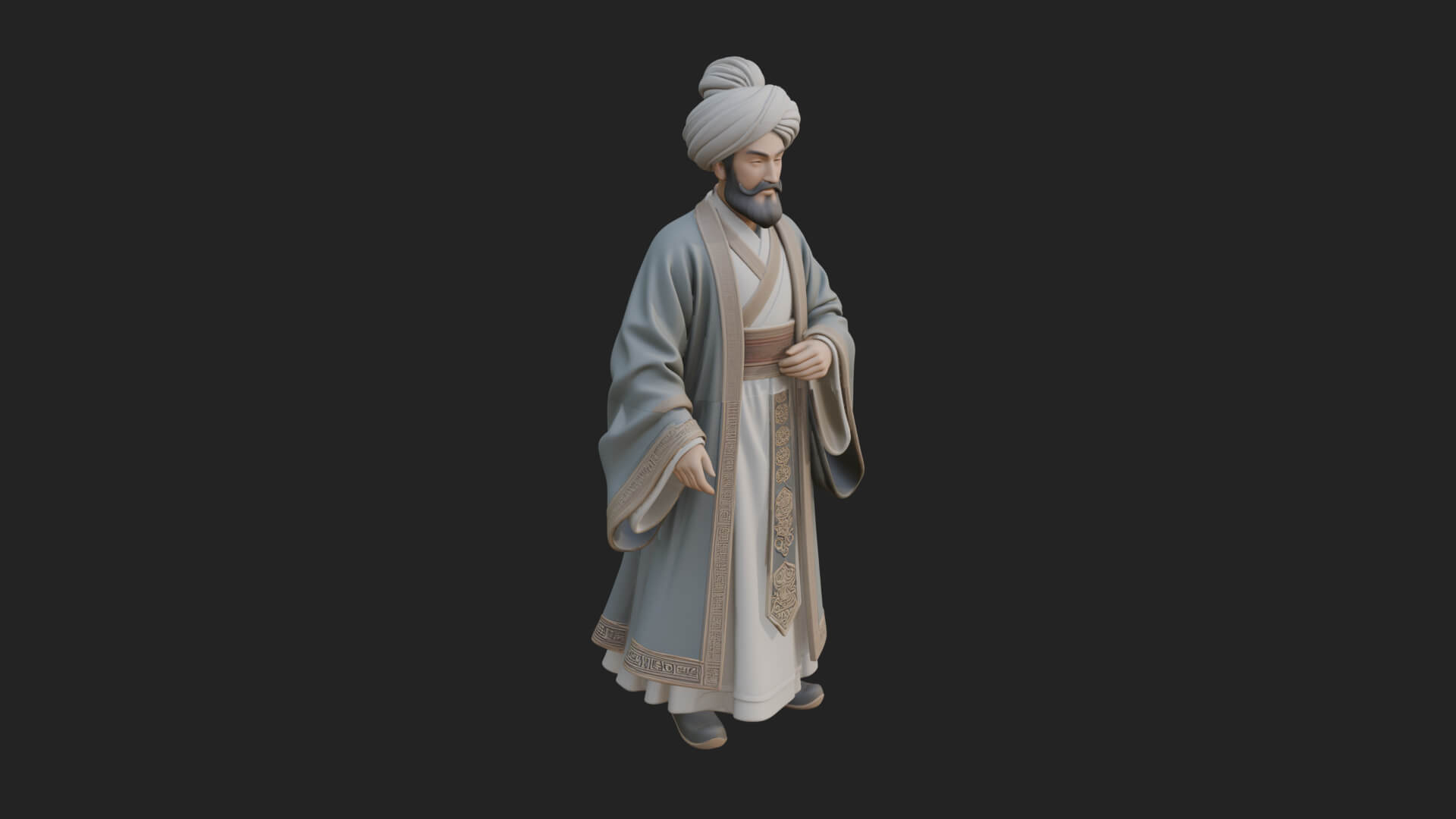 Turbaned Sultan Statue Design 7 3D Print Model 3D Model