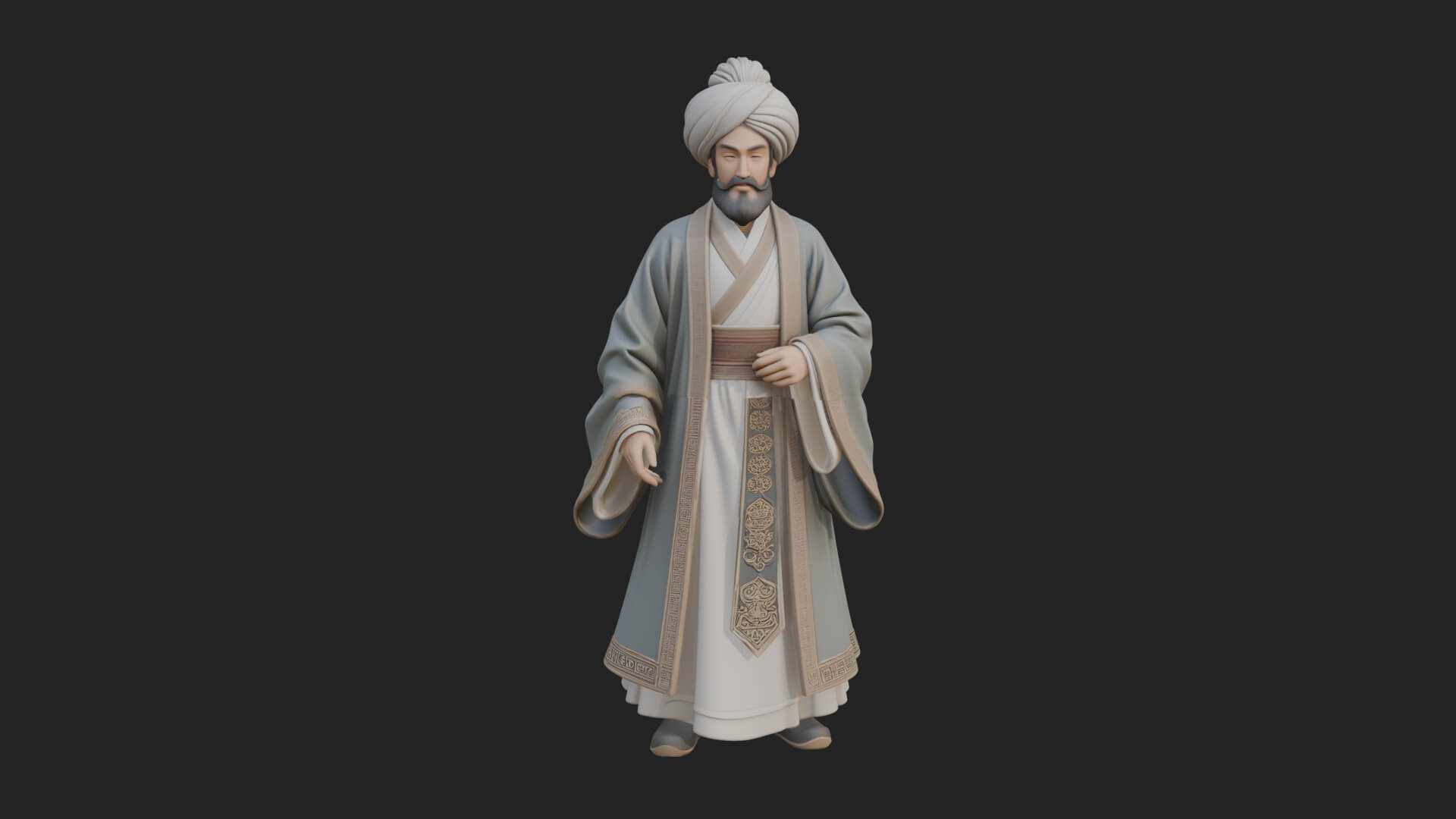 Turbaned Sultan Statue Design 7 3D Print Model 3D Model