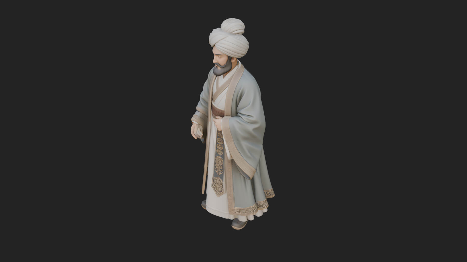Turbaned Sultan Statue Design 7 3D Print Model 3D Model