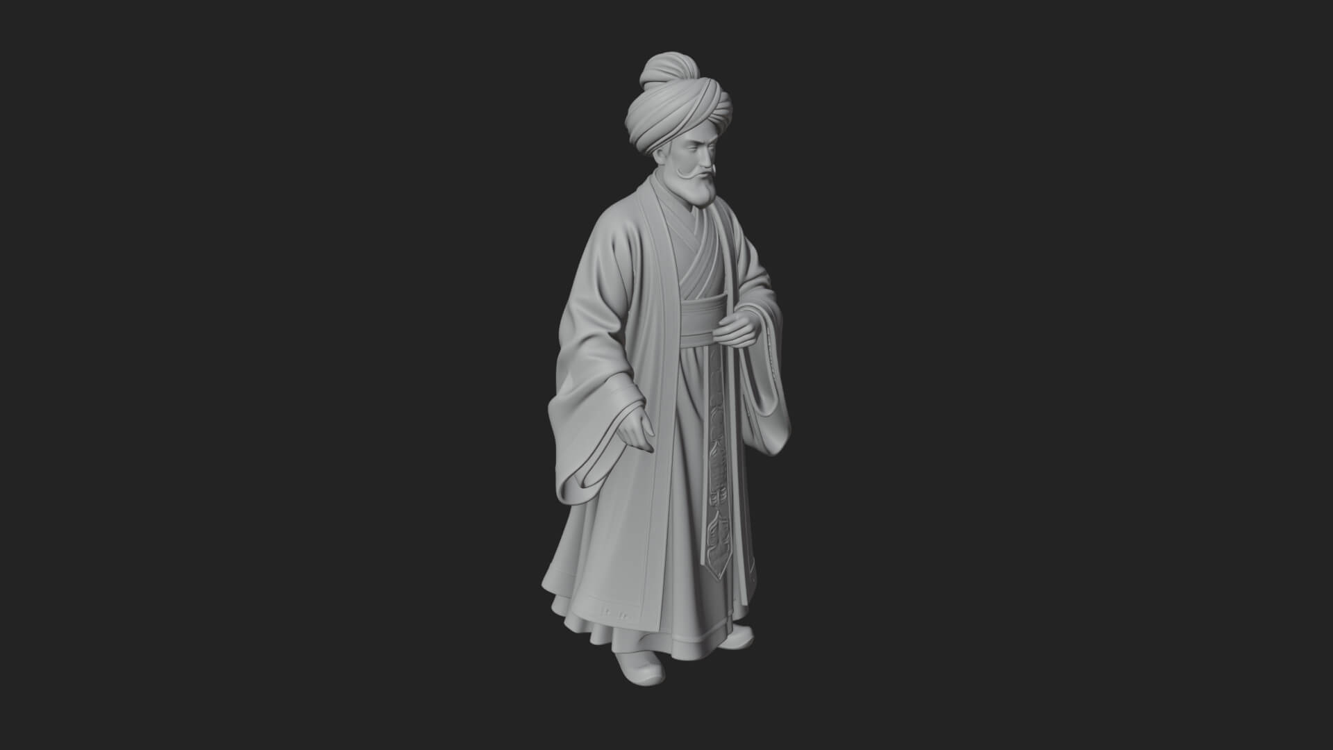 Turbaned Sultan Statue Design 7 3D Print Model 3D Model