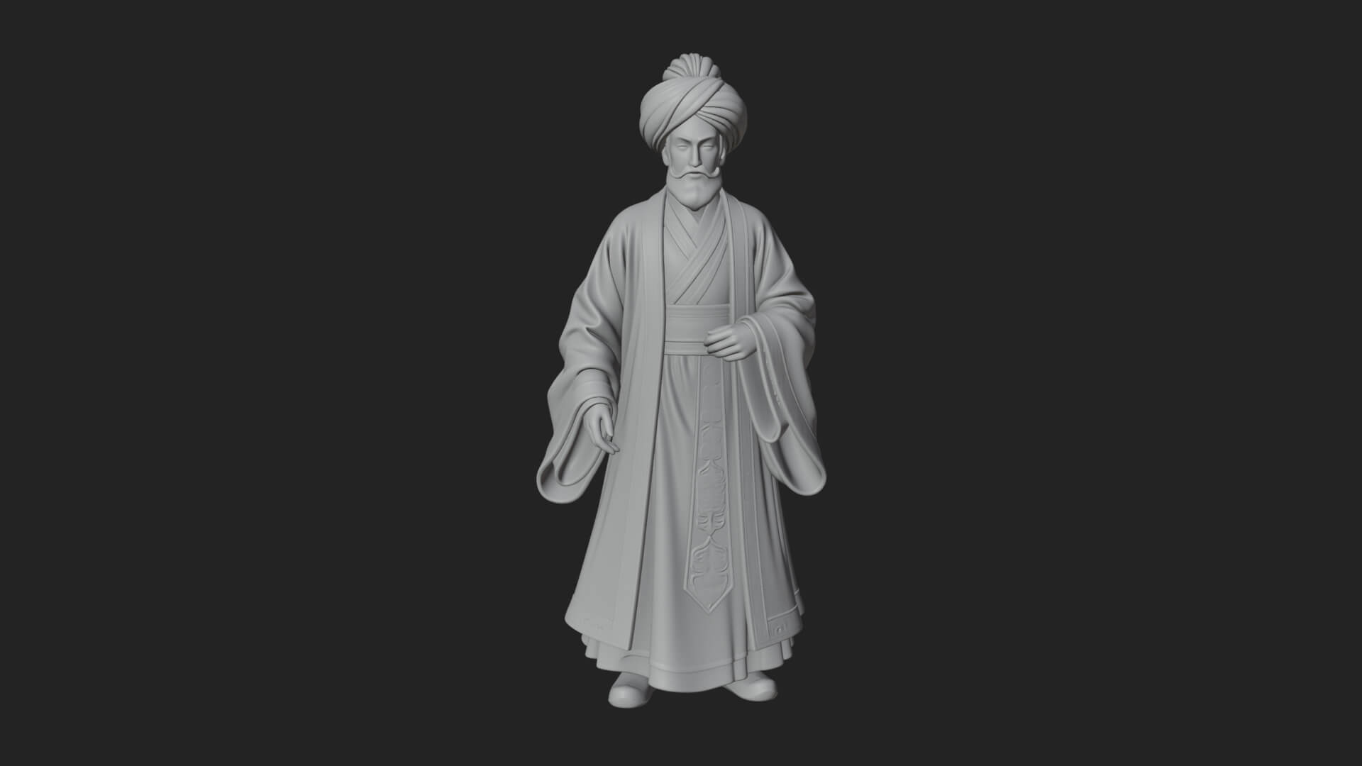 Turbaned Sultan Statue Design 7 3D Print Model 3D Model