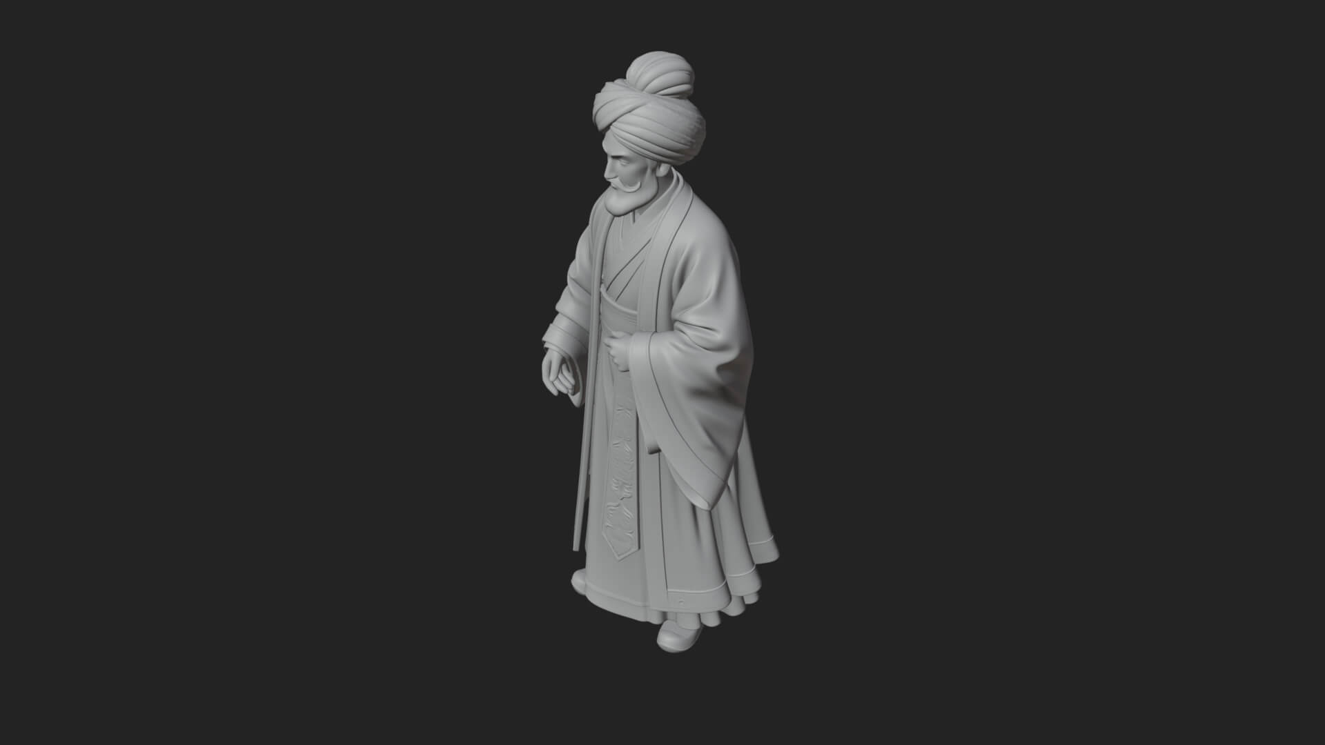 Turbaned Sultan Statue Design 7 3D Print Model 3D Model