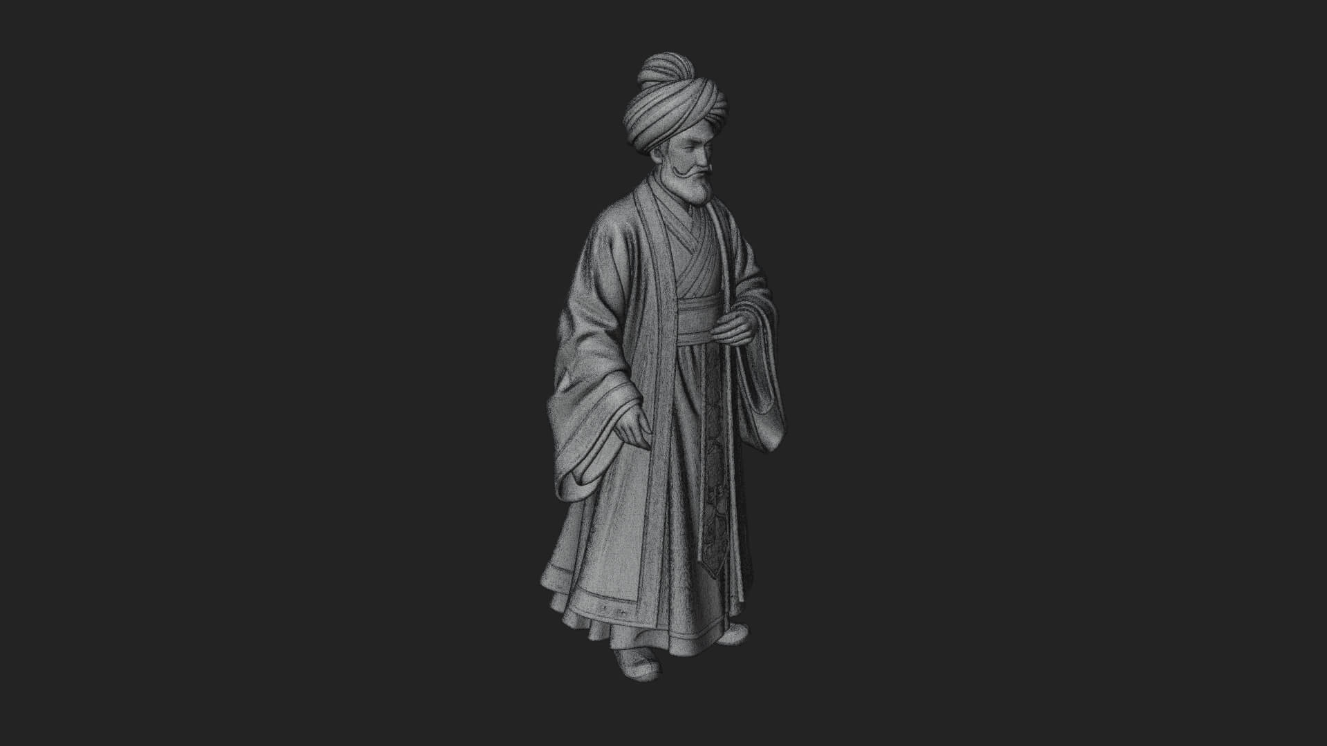 Turbaned Sultan Statue Design 7 3D Print Model 3D Model