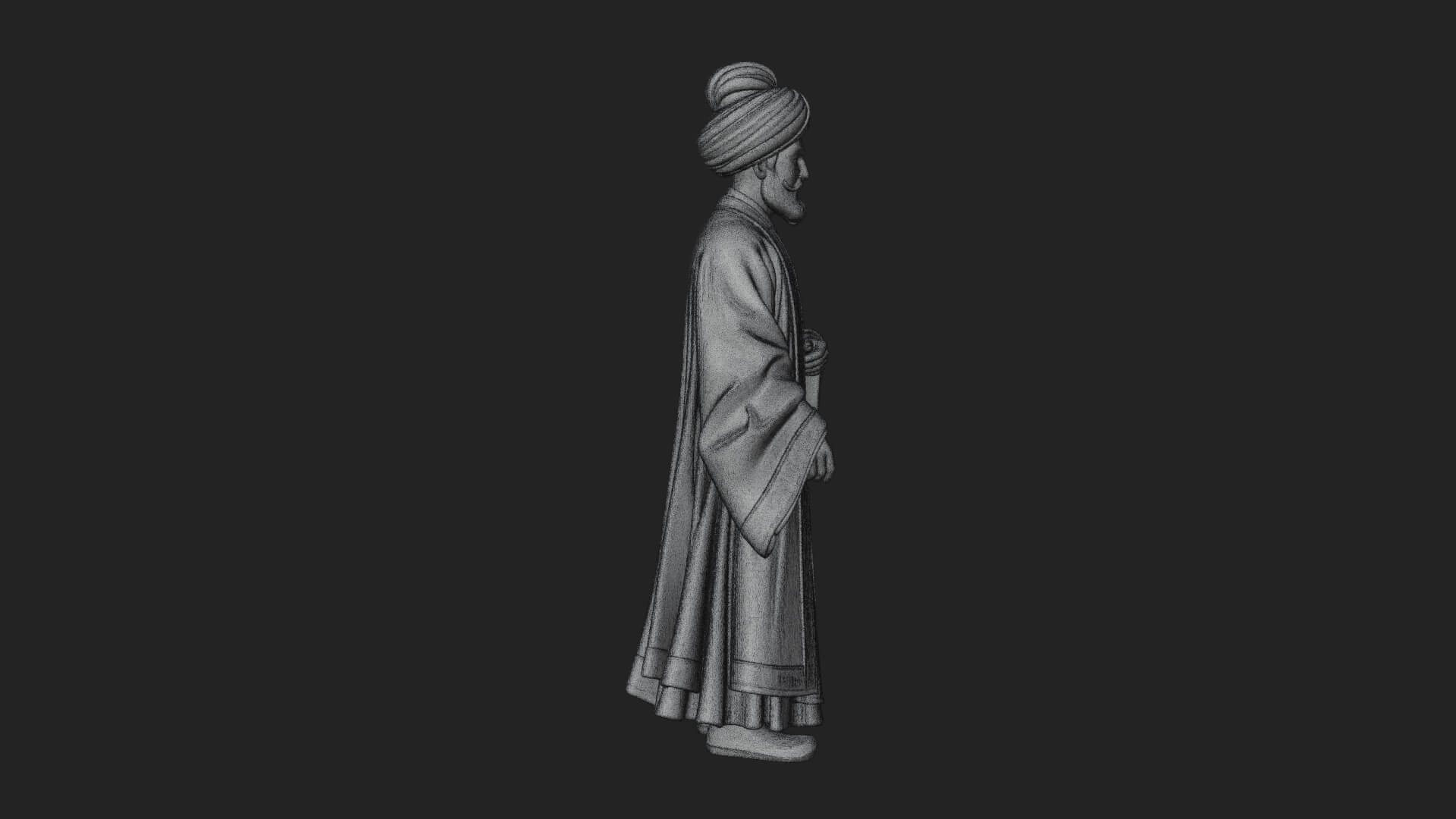 Turbaned Sultan Statue Design 7 3D Print Model 3D Model
