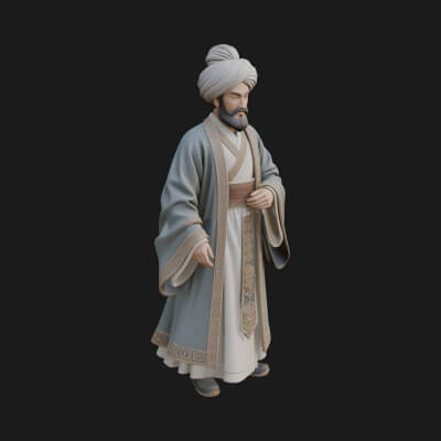 Turbaned Sultan Statue Design 7 3D Print Model