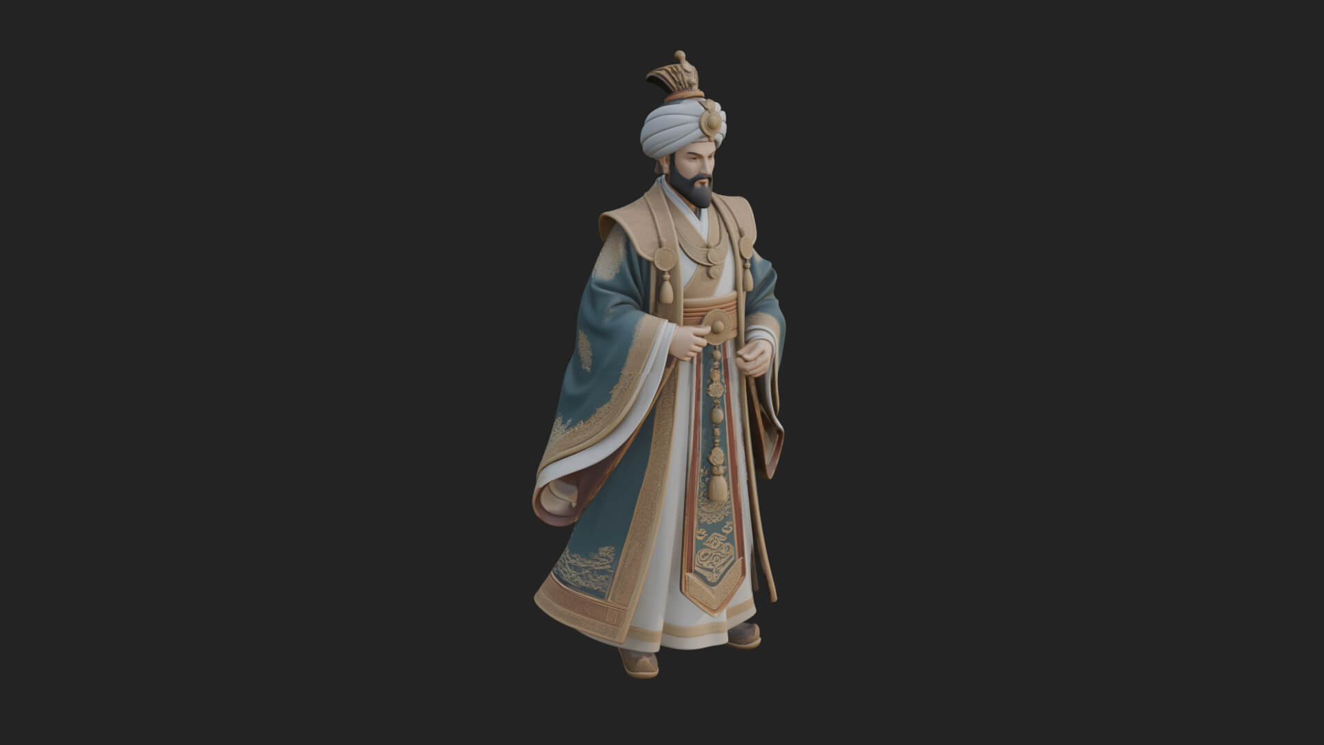 Turbaned Sultan Statue Design 8 3D Print Model 3D Model