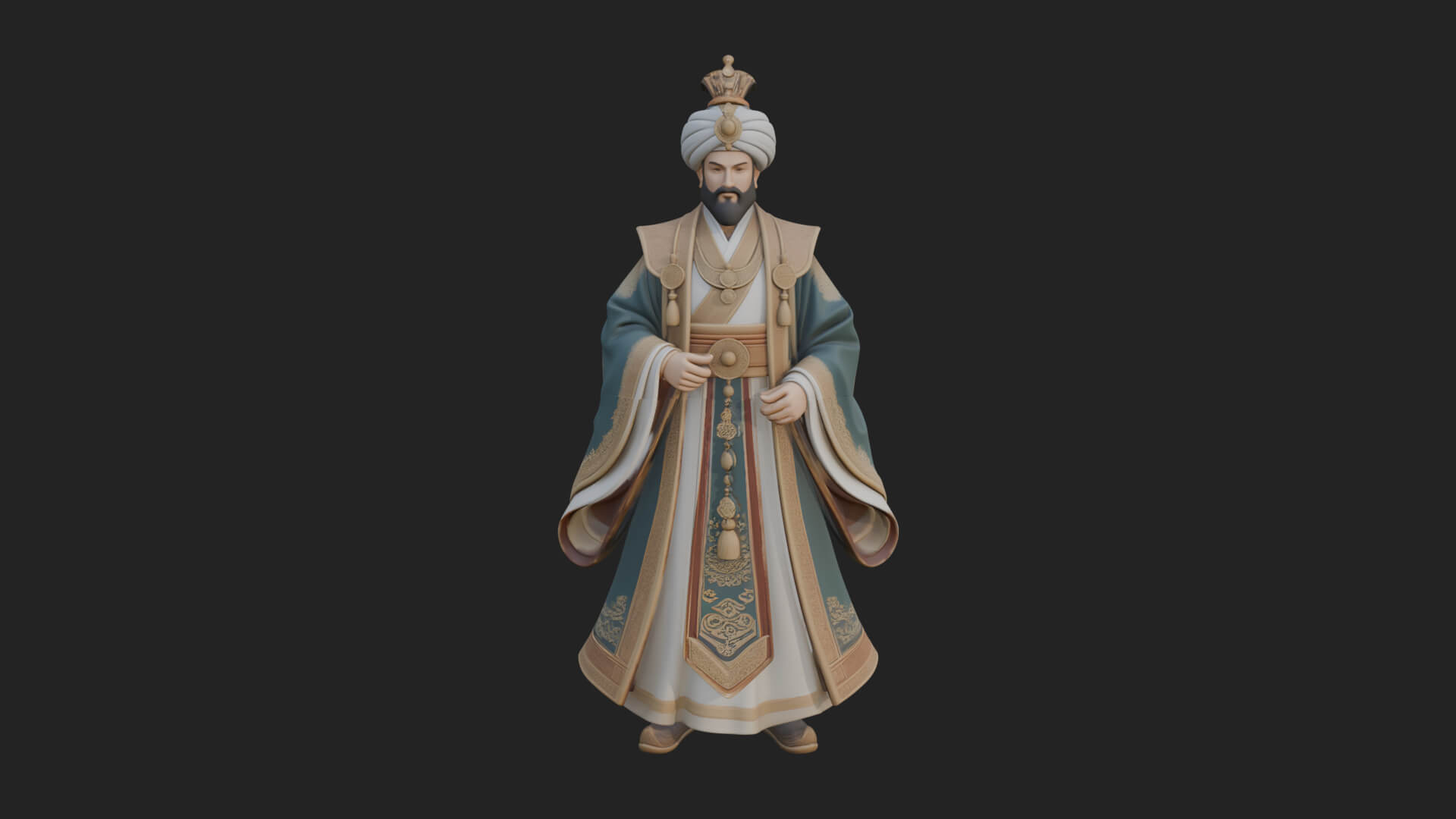Turbaned Sultan Statue Design 8 3D Print Model 3D Model