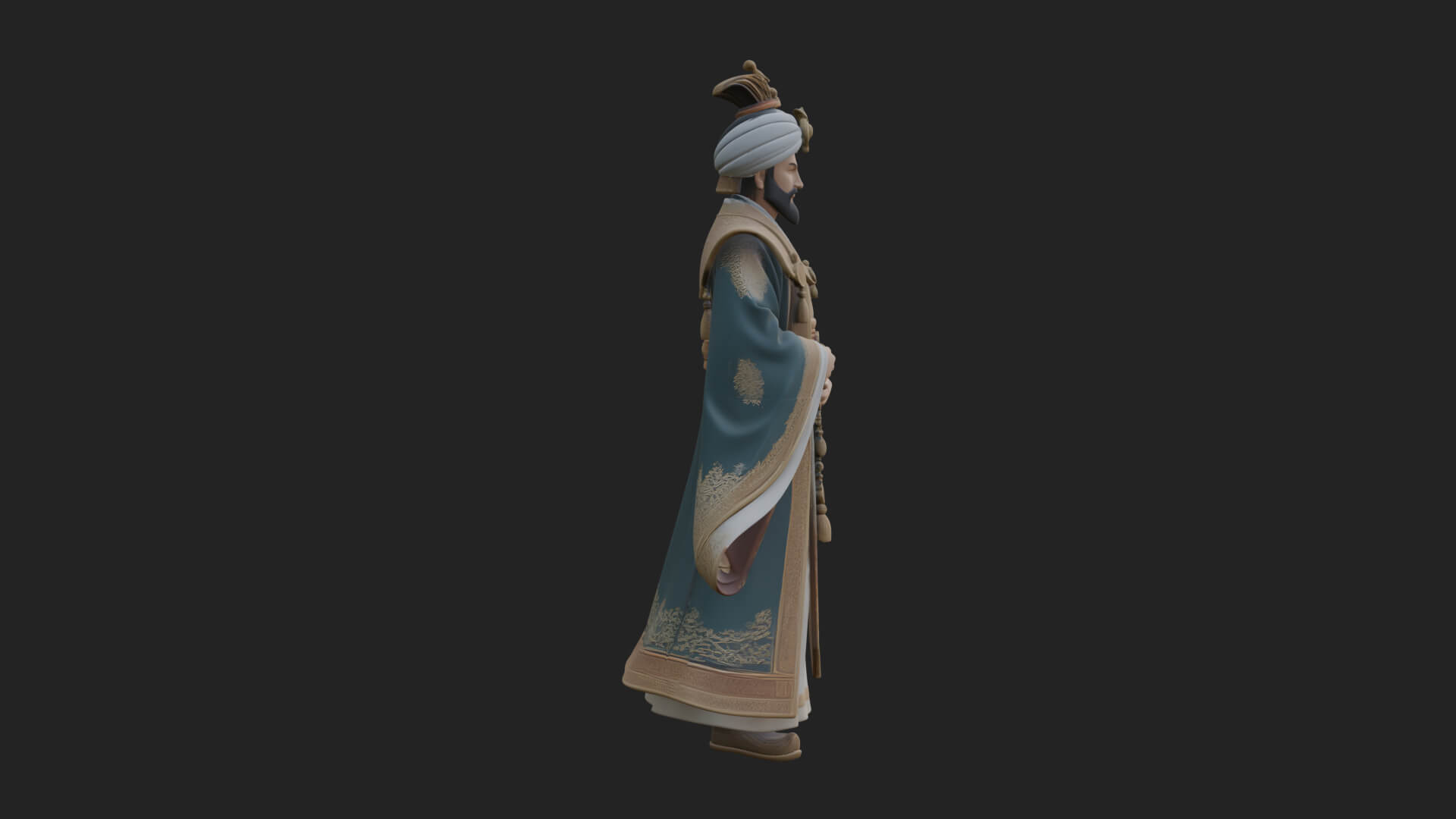 Turbaned Sultan Statue Design 8 3D Print Model 3D Model