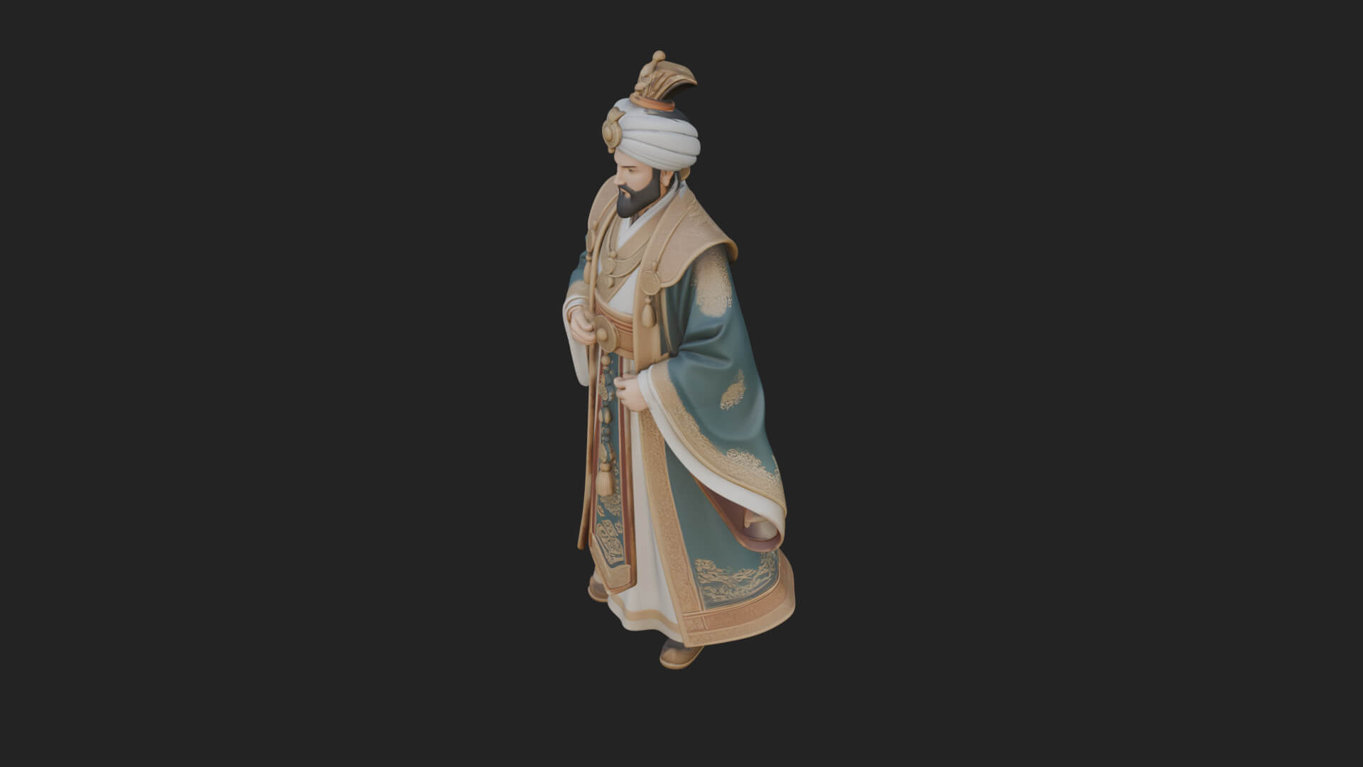 Turbaned Sultan Statue Design 8 3D Print Model 3D Model