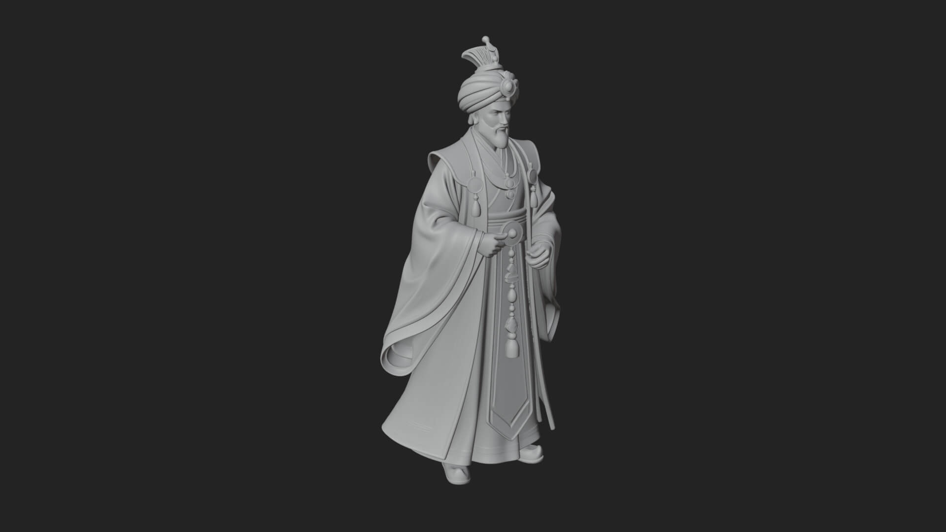 Turbaned Sultan Statue Design 8 3D Print Model 3D Model