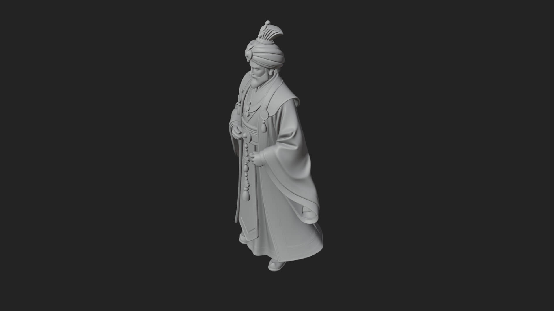 Turbaned Sultan Statue Design 8 3D Print Model 3D Model