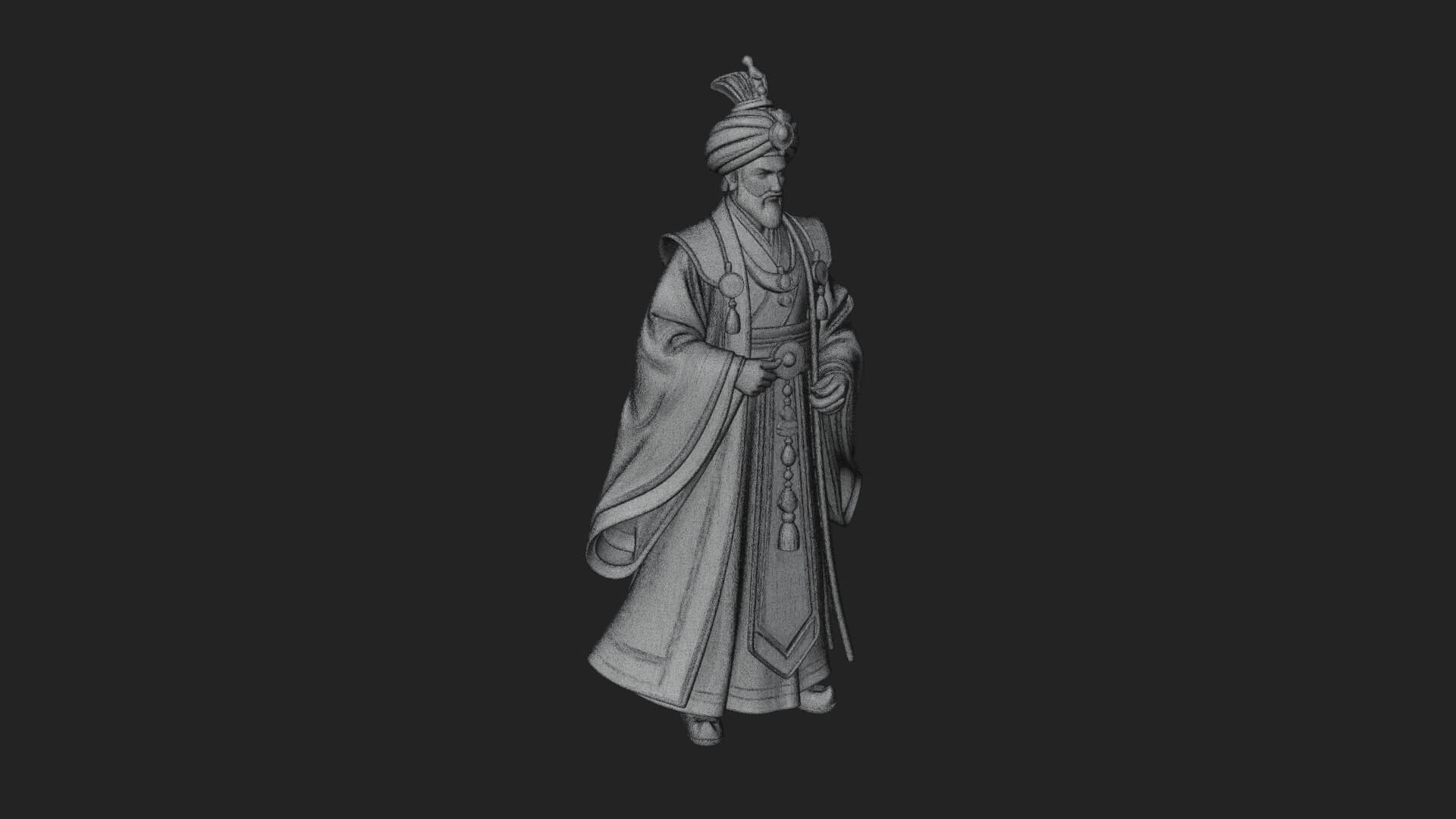 Turbaned Sultan Statue Design 8 3D Print Model 3D Model