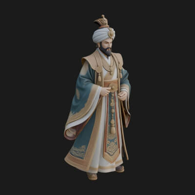 Turbaned Sultan Statue Design 8 3D Print Model