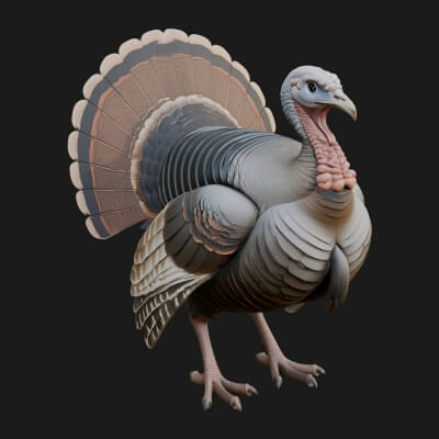 Turkey Bird Statue Design 1 3D Print Model