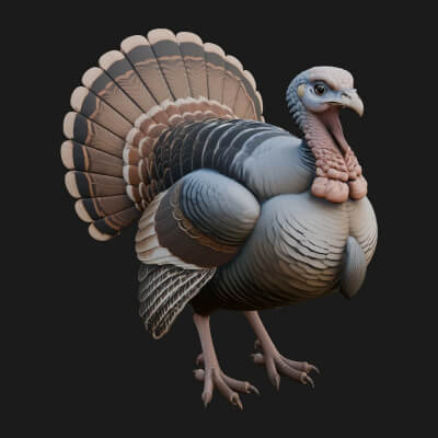 Turkey Bird Statue Design 2 3D Print Model