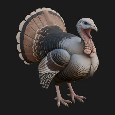 Turkey Bird Statue Design 3 3D Print Model