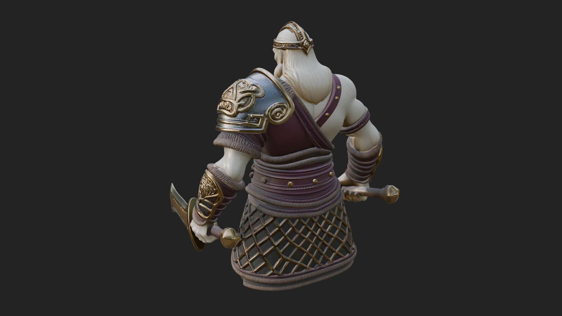 Twin Blade Old Warrior Statue Design 1 3D Print Model 3D Model