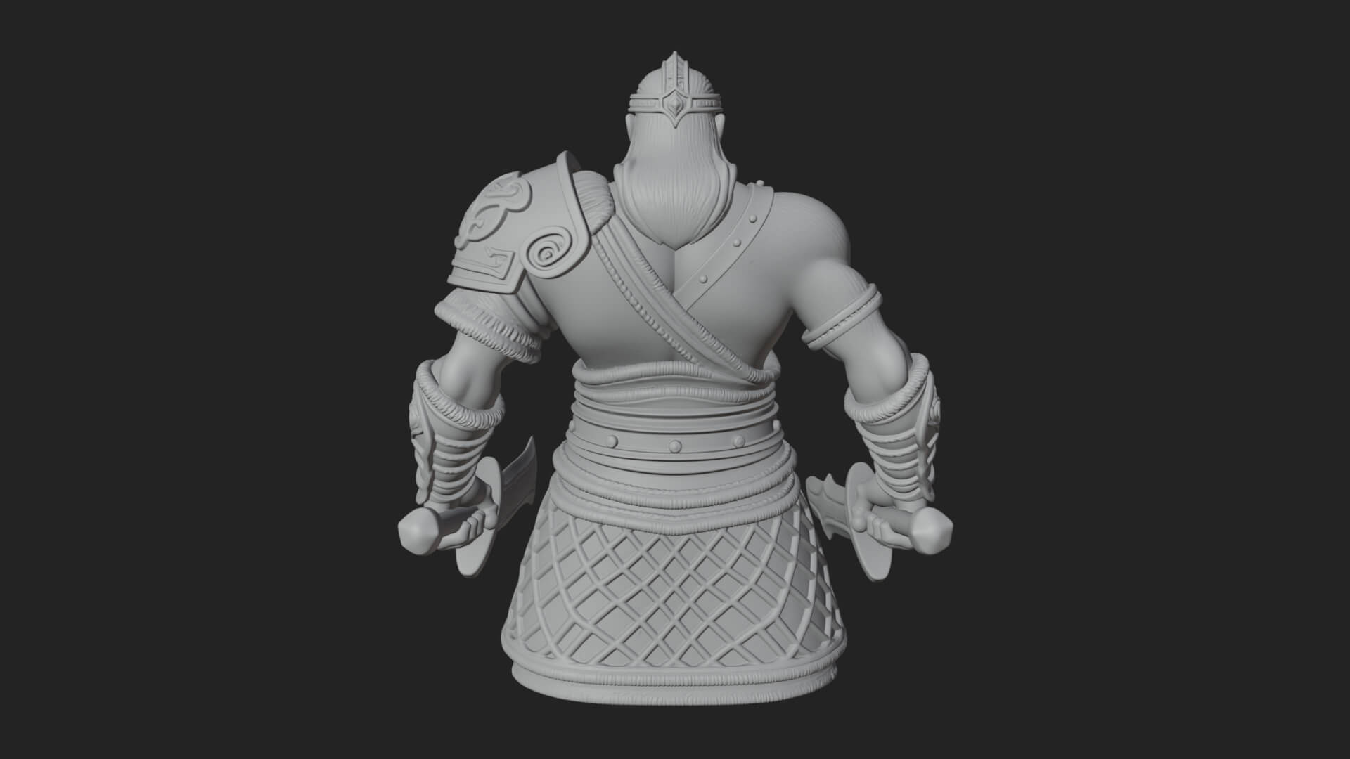 Twin Blade Old Warrior Statue Design 1 3D Print Model 3D Model