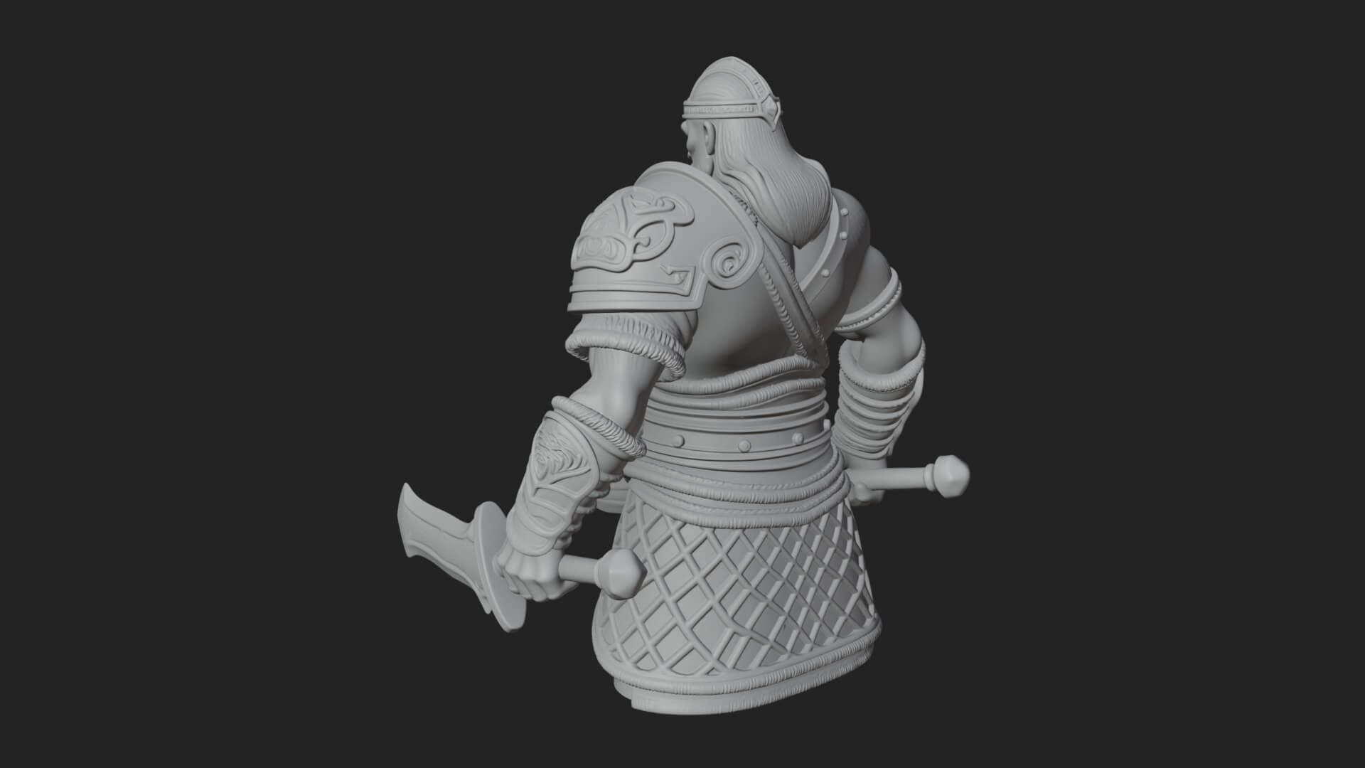 Twin Blade Old Warrior Statue Design 1 3D Print Model 3D Model
