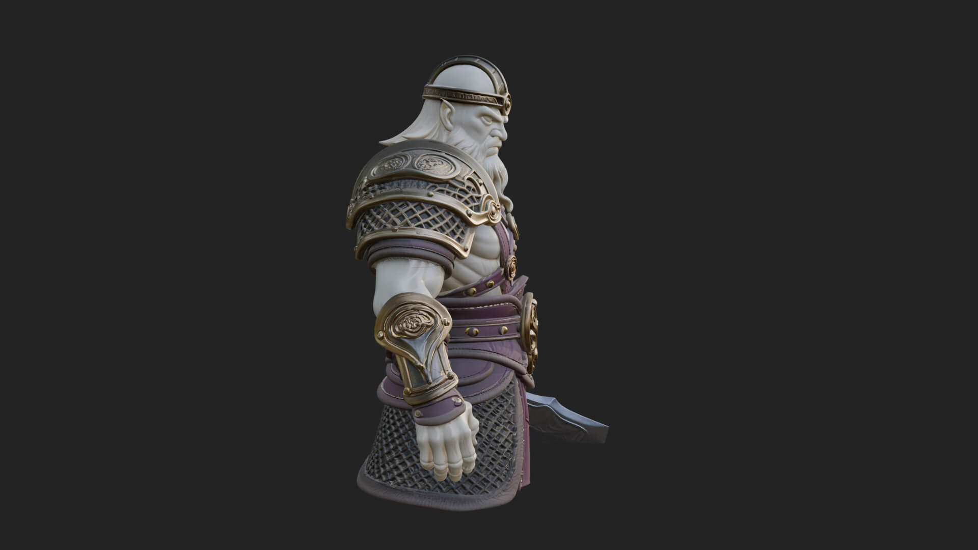 Twin Blade Old Warrior Statue Design 2 3D Print Model 3D Model